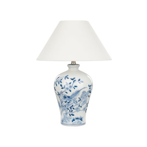 Lampa stołowa porcelanowa biało-niebieska MAGROS
