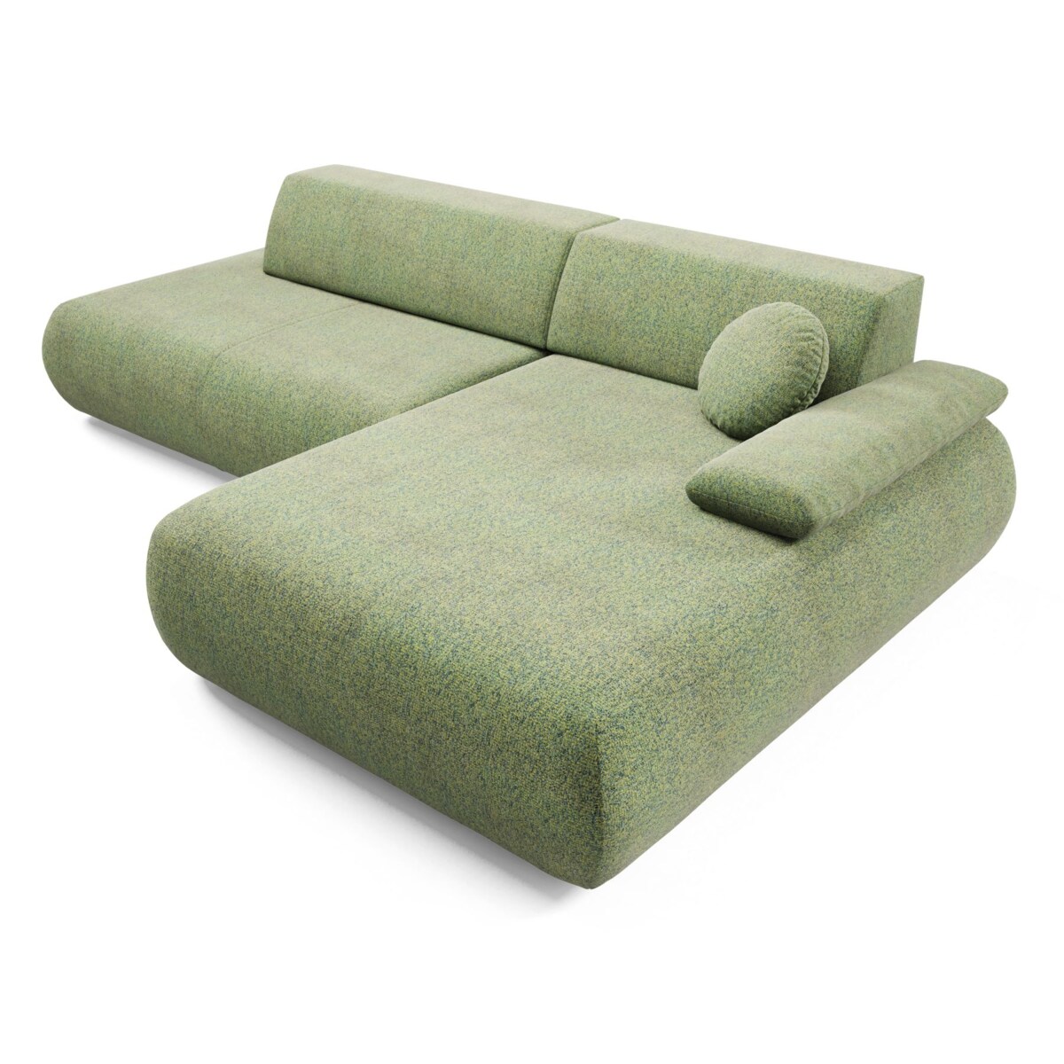 Narożnik rozkładany PENTI z pojemnikiem na pościel, prawy, zielony