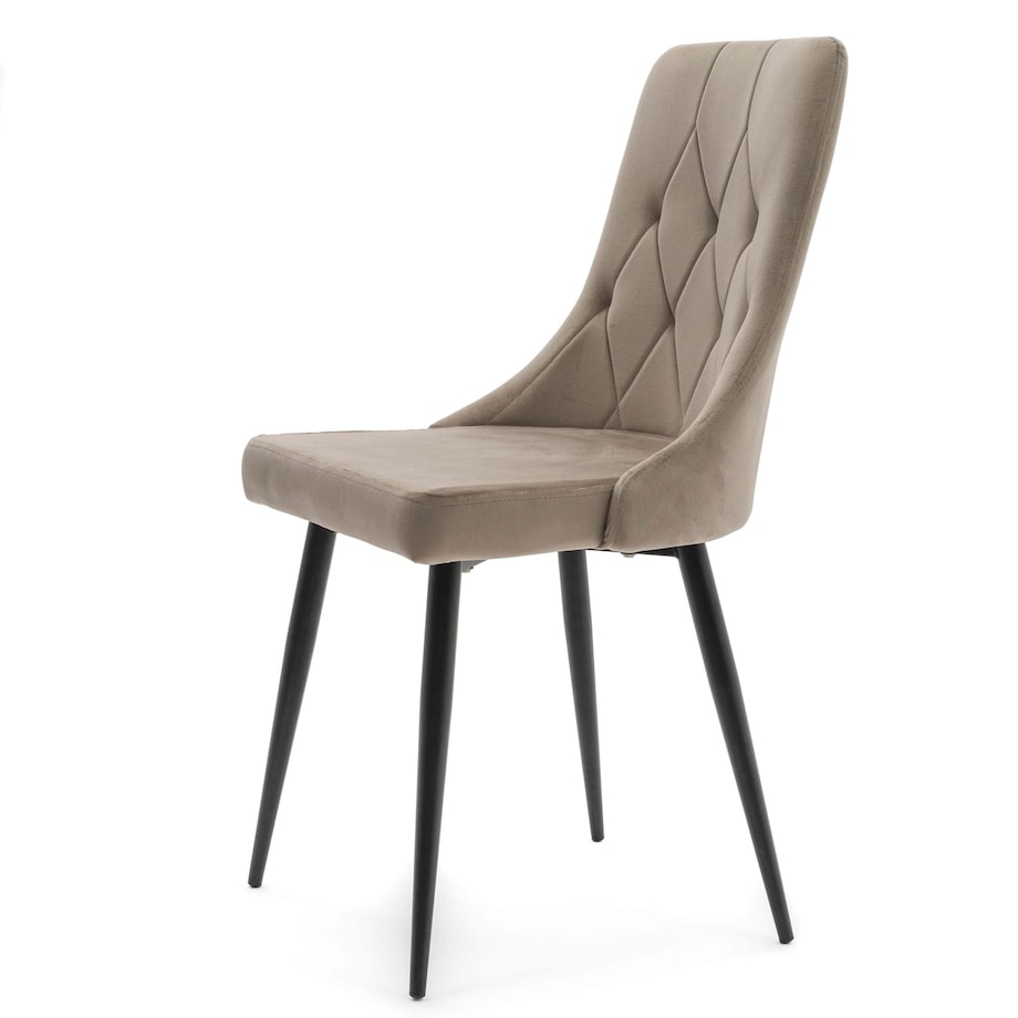 Krzesło tapicerowane welurowe do salonu jadalni CAREN ciemnobeżowe