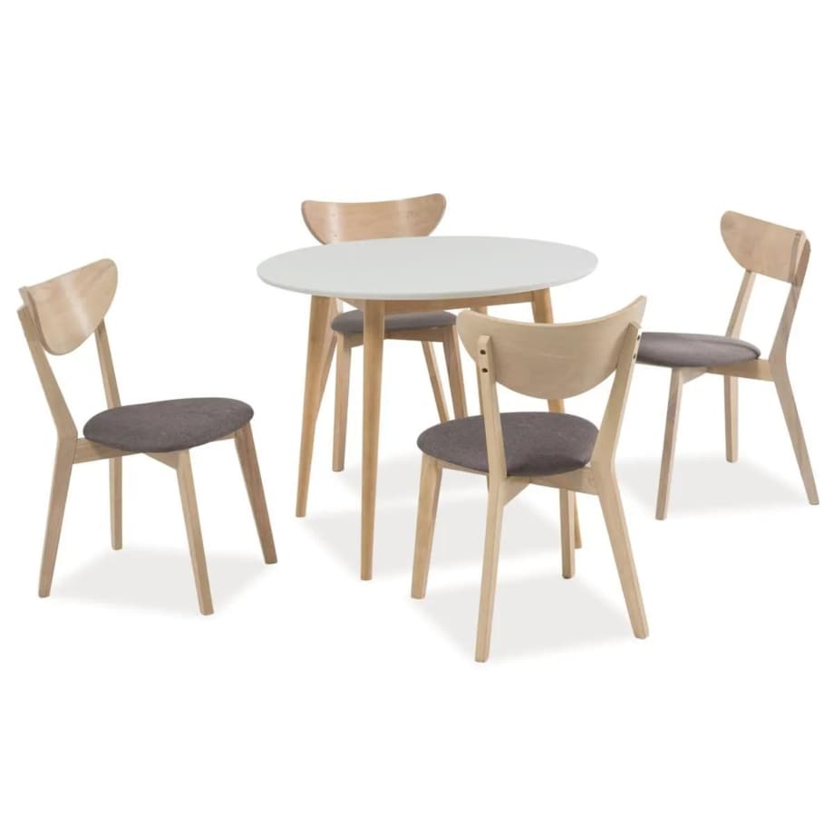 Stół LARSON 90x90 biały/dąb bielony