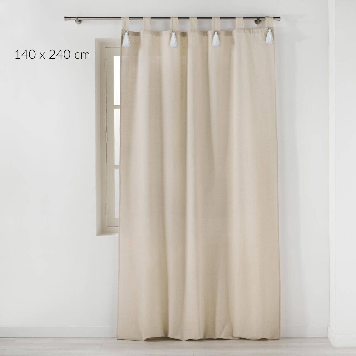 Zasłona na szelkach z frędzlami, CYRINE, 140 x 240 cm