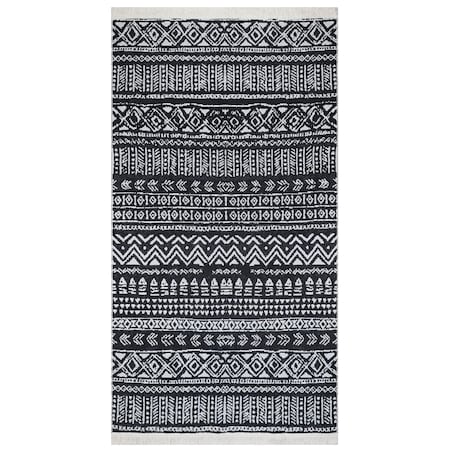 vidaXL Dywanik, czarno-biały, 120x180 cm, bawełniany