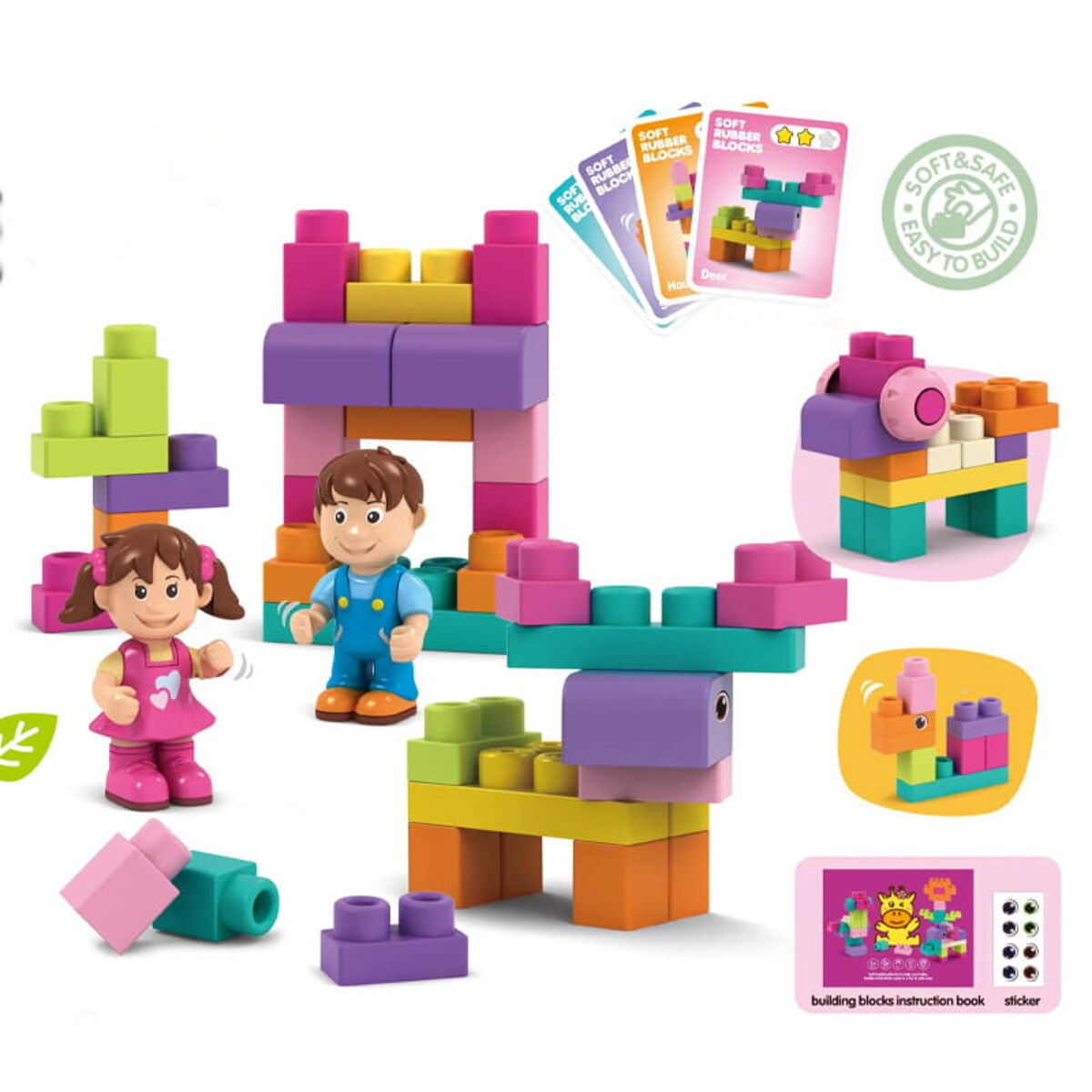 SOFT blocks + laleczki - miękkie klocki konstrukcyjne 62 elementy