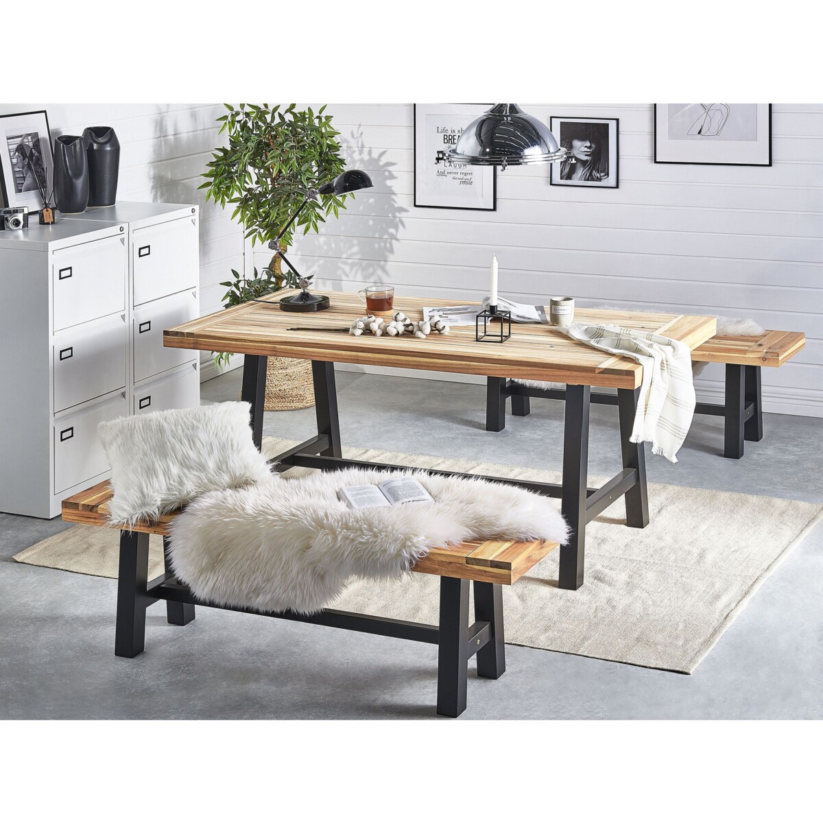 Ławka ogrodowa 140 cm drewniana czarna SCANIA