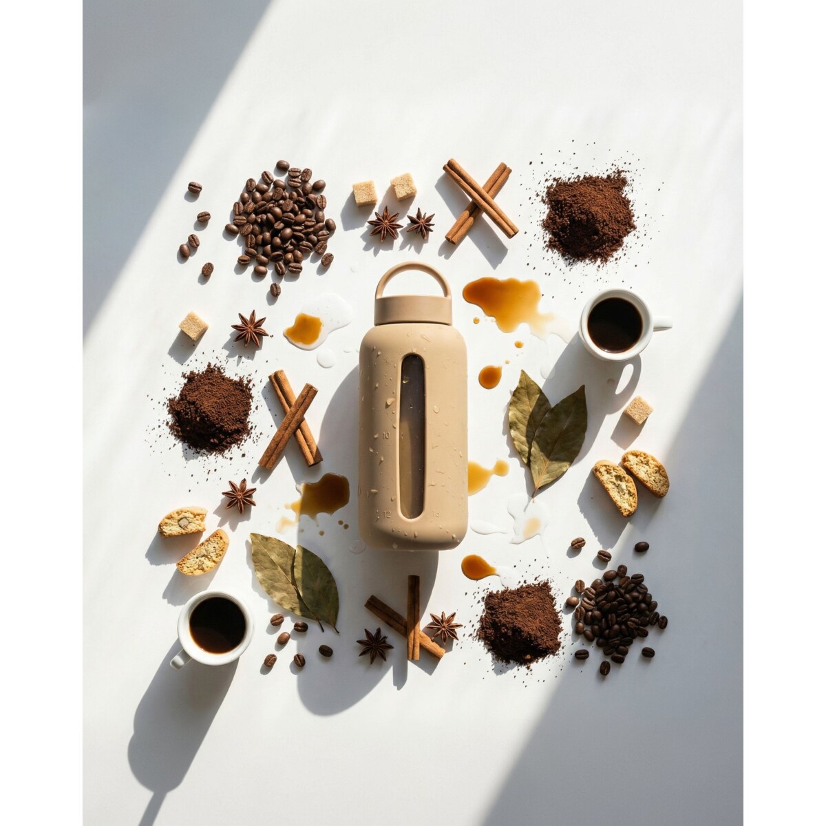 MUUKI DAILY BOTTLE szklana butelka na wodę 720 ml, Milk Coffee