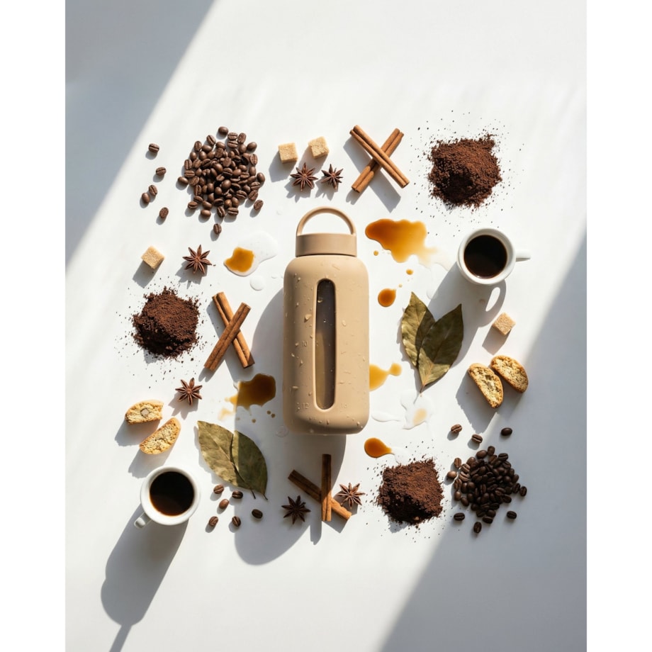 MUUKI DAILY BOTTLE szklana butelka na wodę 720 ml, Milk Coffee