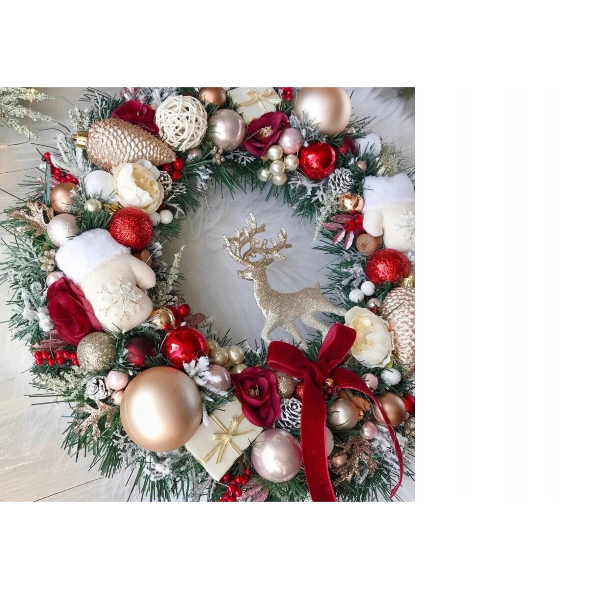 WIANEK ZIELONO BIAŁY SZTUCZNY na stół drzwi DEKOR