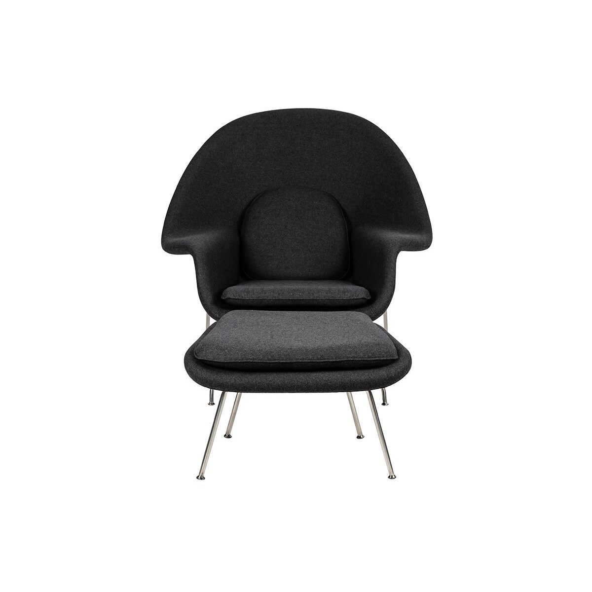 Fotel z wełny COZY JH-C06.GREY.4 z podnóżkiem szary, King Home