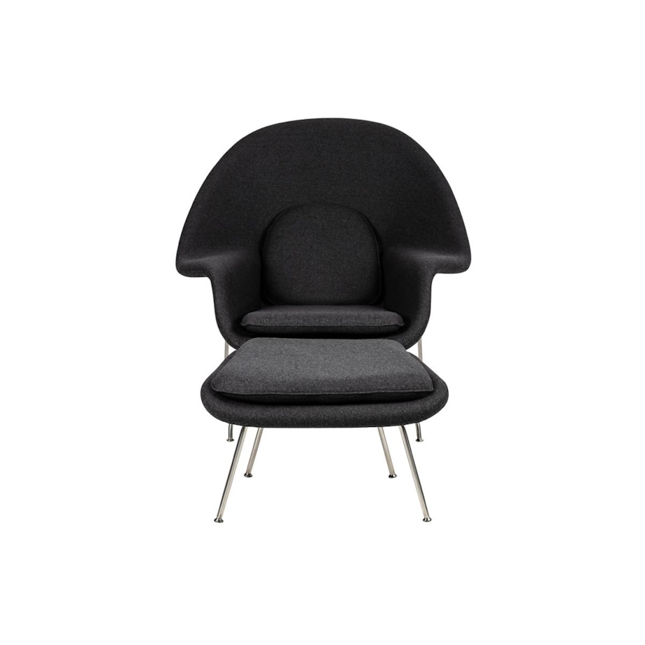 Fotel z wełny COZY JH-C06.GREY.4 z podnóżkiem szary, King Home