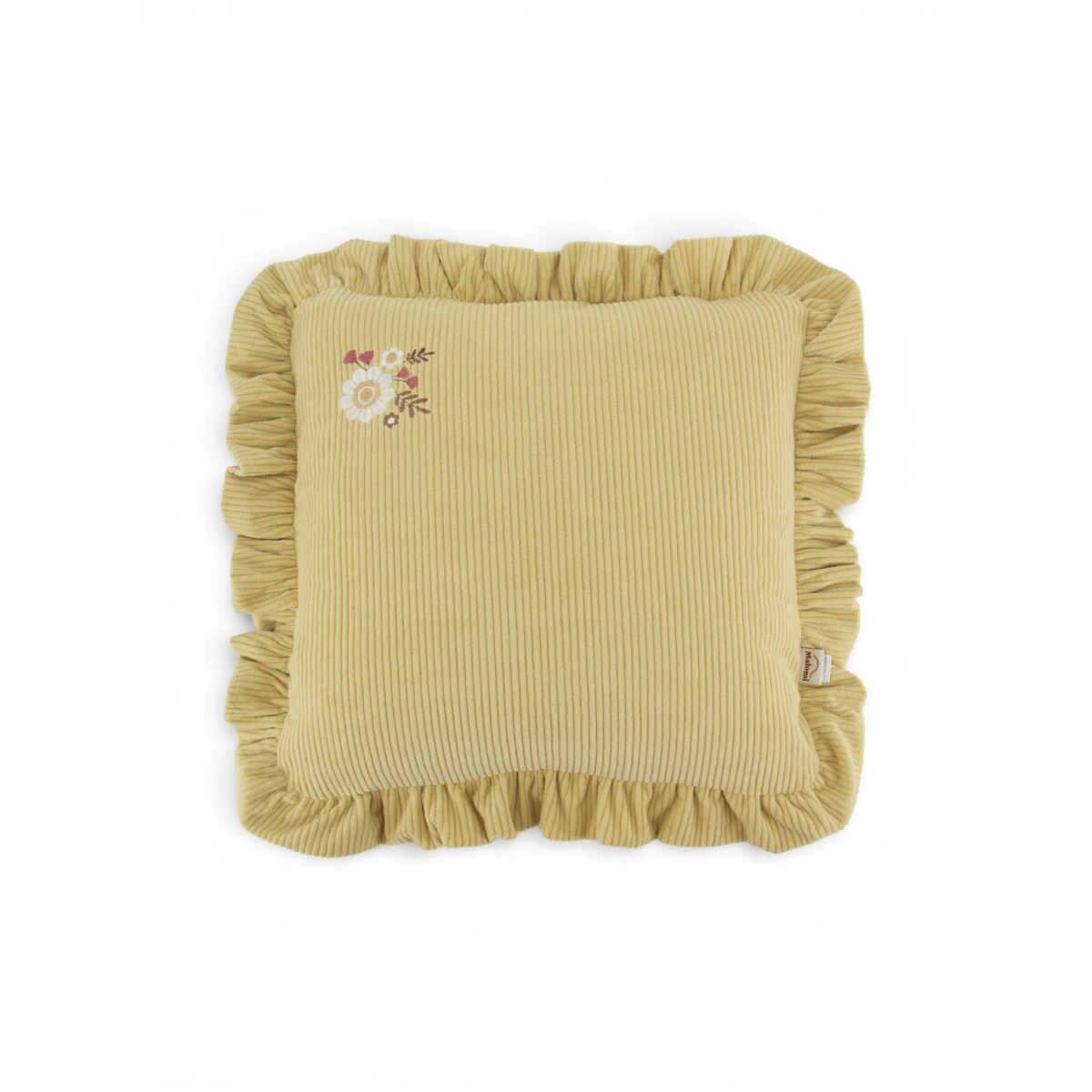 Poduszka dekoracyjna sztruksowa z falbanką butter yellow