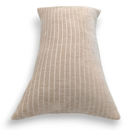 Beżowa poduszka dekoracyjna w prążki 30x50 Lines