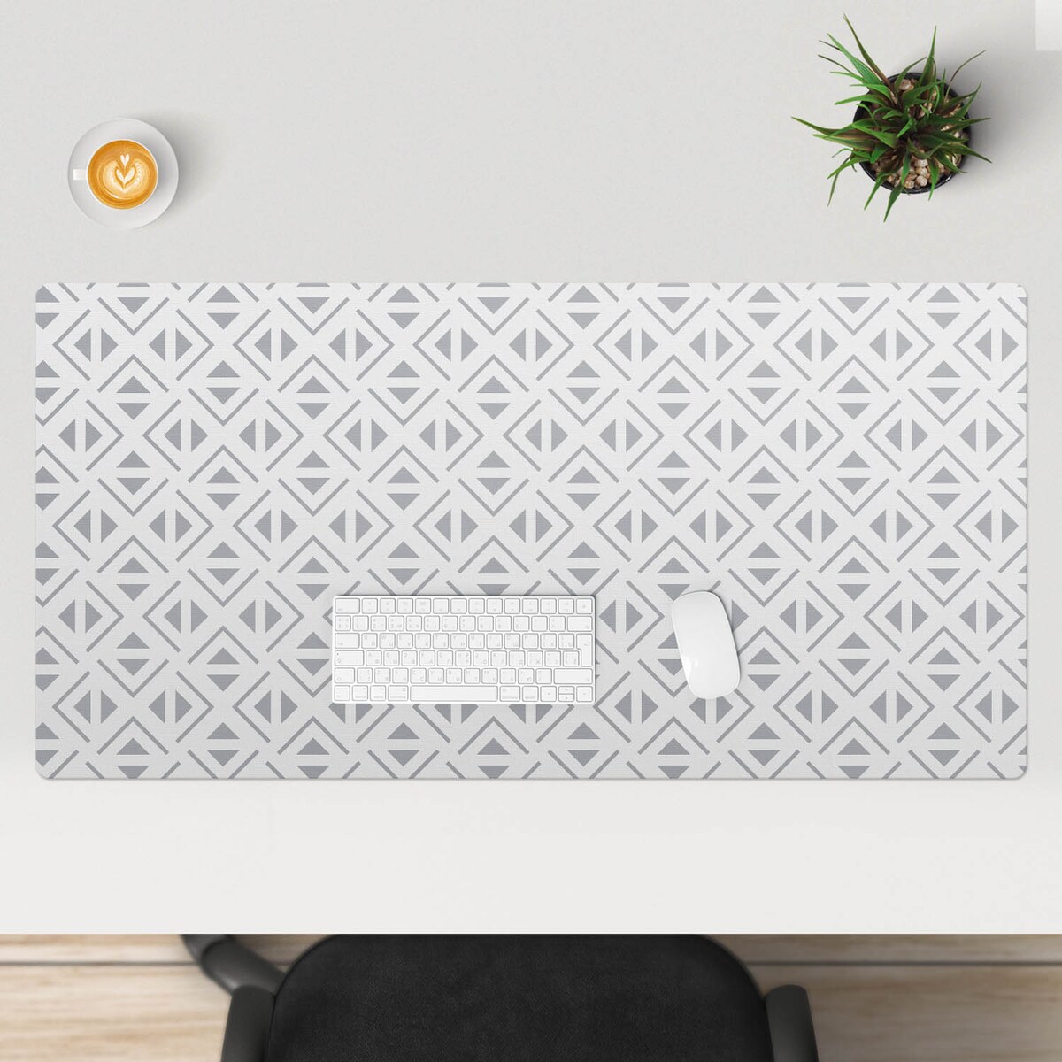 Szara mata na biurko Geometryczny wzór, 120x60 cm