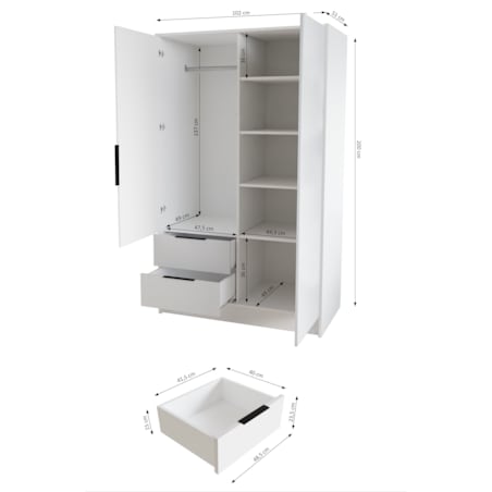 Szafa NIKOLA 103 klasyczna z lustrem do biura, przedpokoju-grafitowa