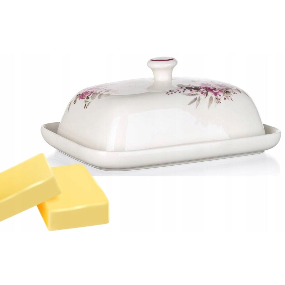 MASELNICZKA CERAMIKA na masło pojemnik w róże na prezent mama box jadalnia
