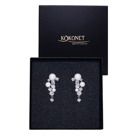 Kolczyki ślubne Srebrne z perłami na ślub perełki cyrkonie kamienie wiszące sztyft