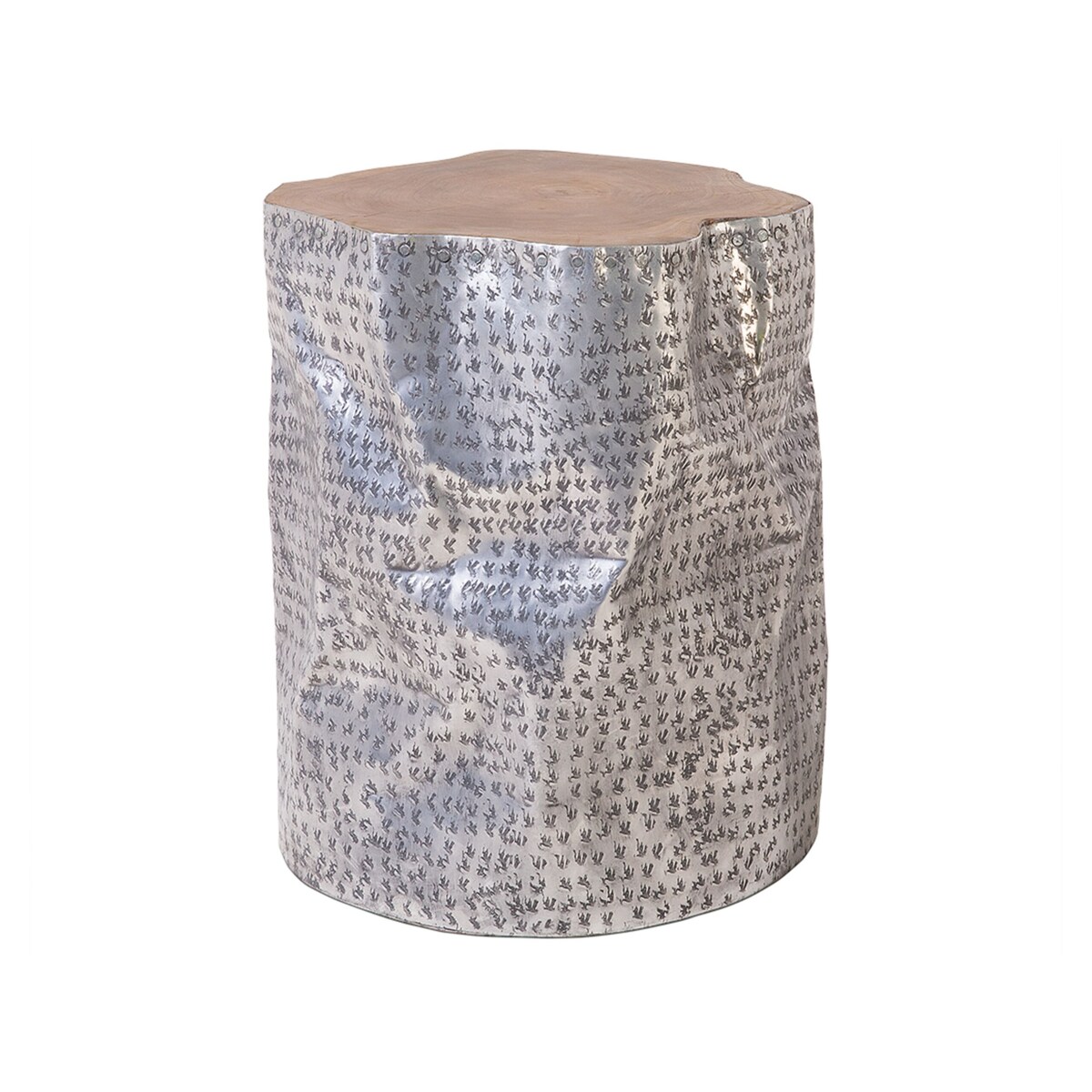 Stolik kawowy tekowy srebrny GORDON