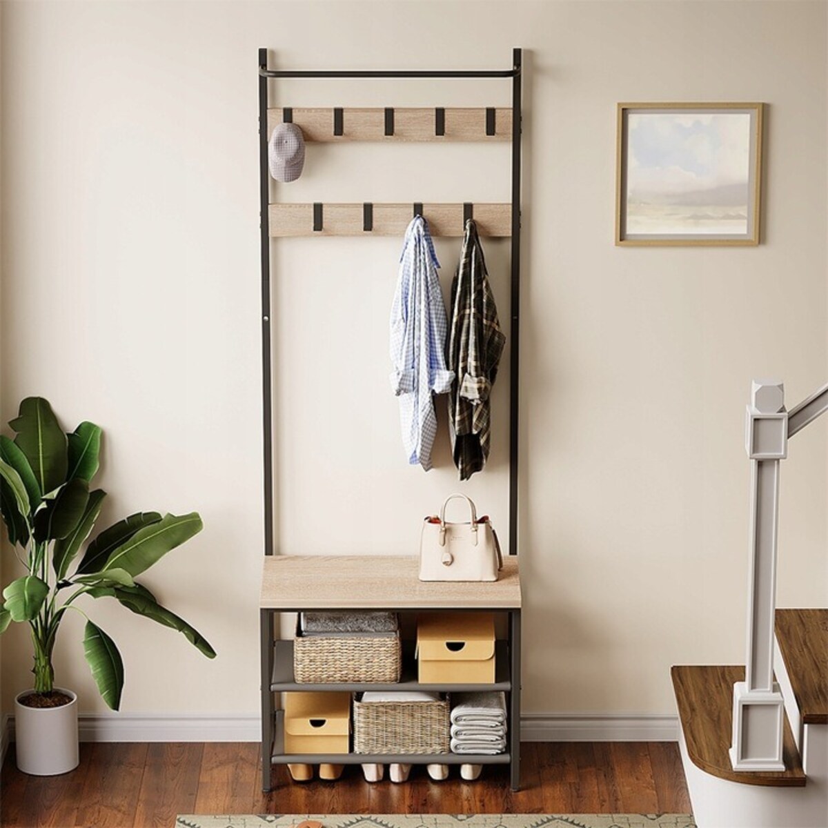 Wieszak na ubrania buty jasny brąz loft