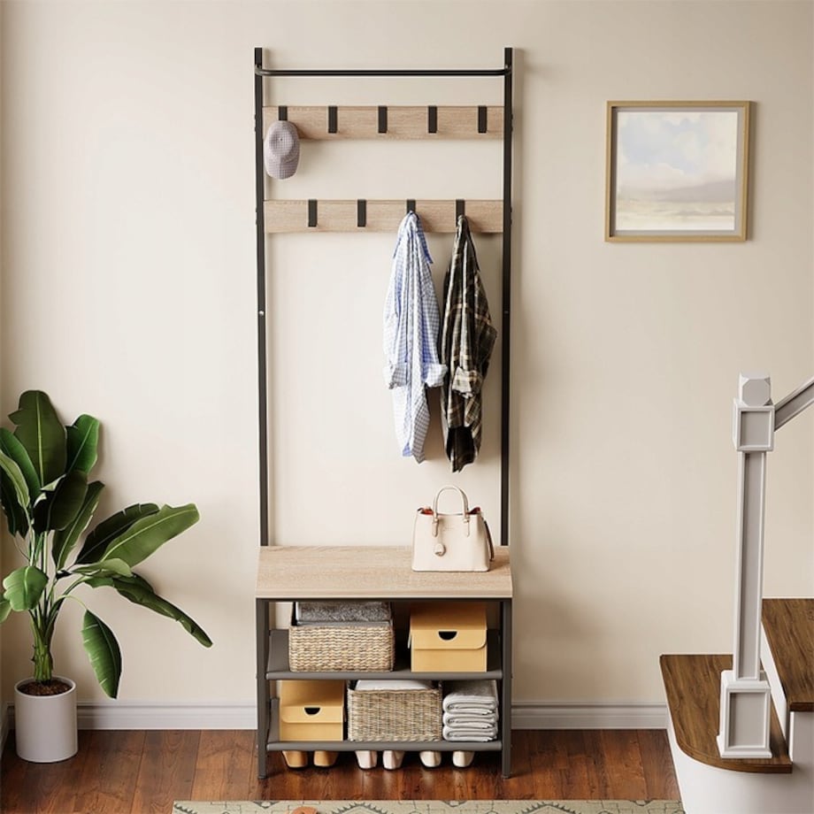 Wieszak na ubrania buty jasny brąz loft