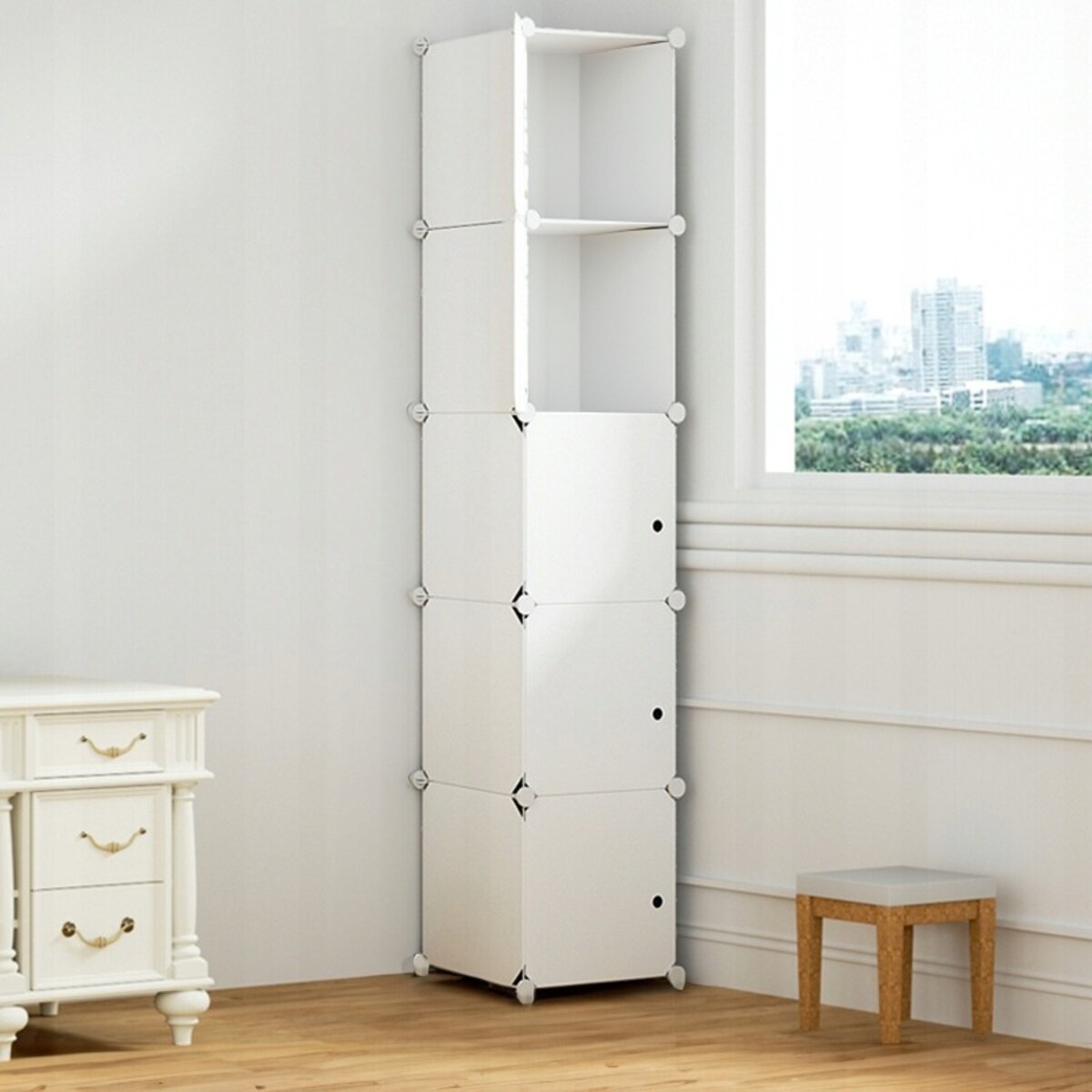 Szafa modułowa 5 półek regał szafka słupek garderoba ubraniowa biała 185 cm
