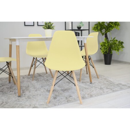 Krzesło Do Jadalni Kuchni Salonu Osaka Kremowe / Nogi Naturalne X 2