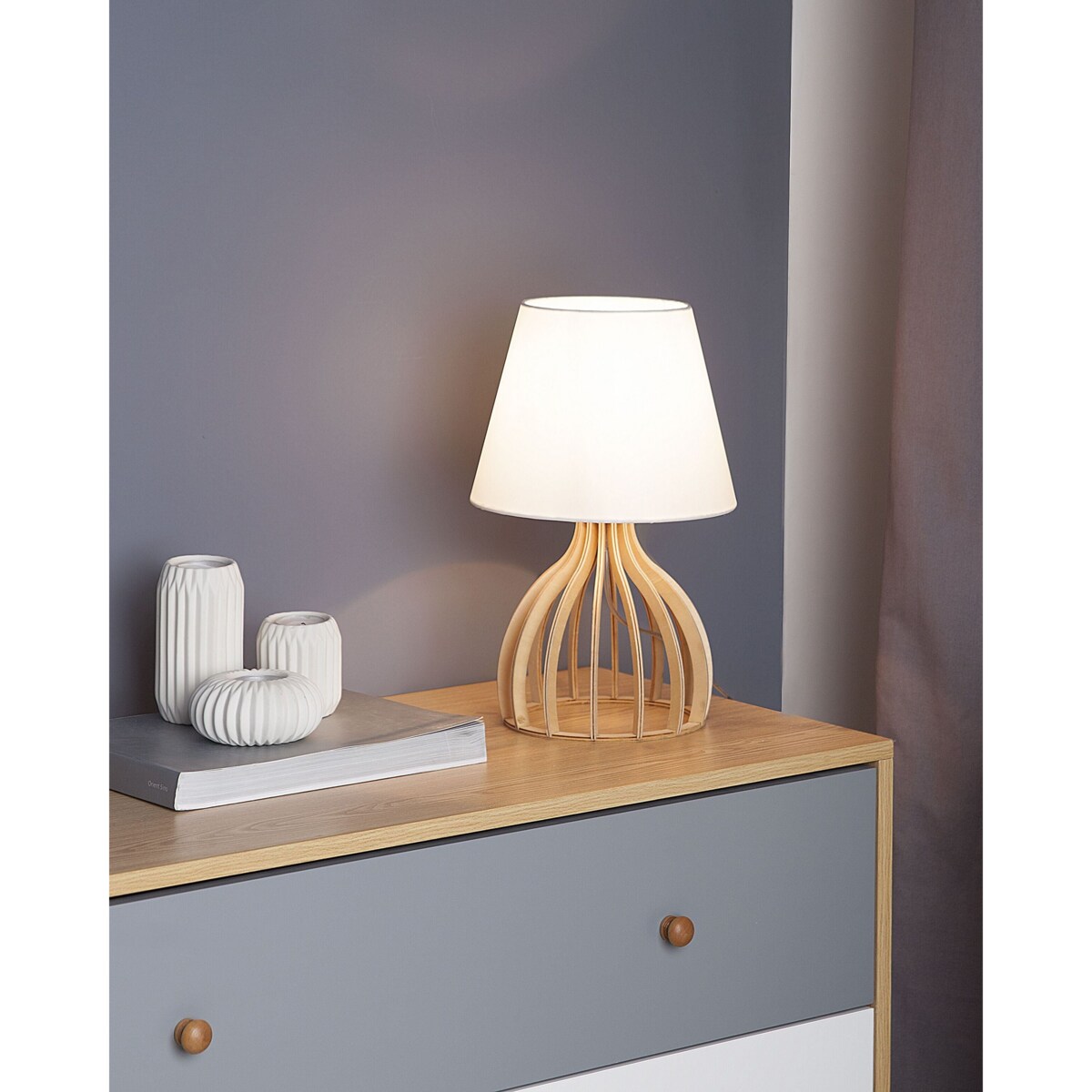 Lampa stołowa AGUEDA Brązowy/biały