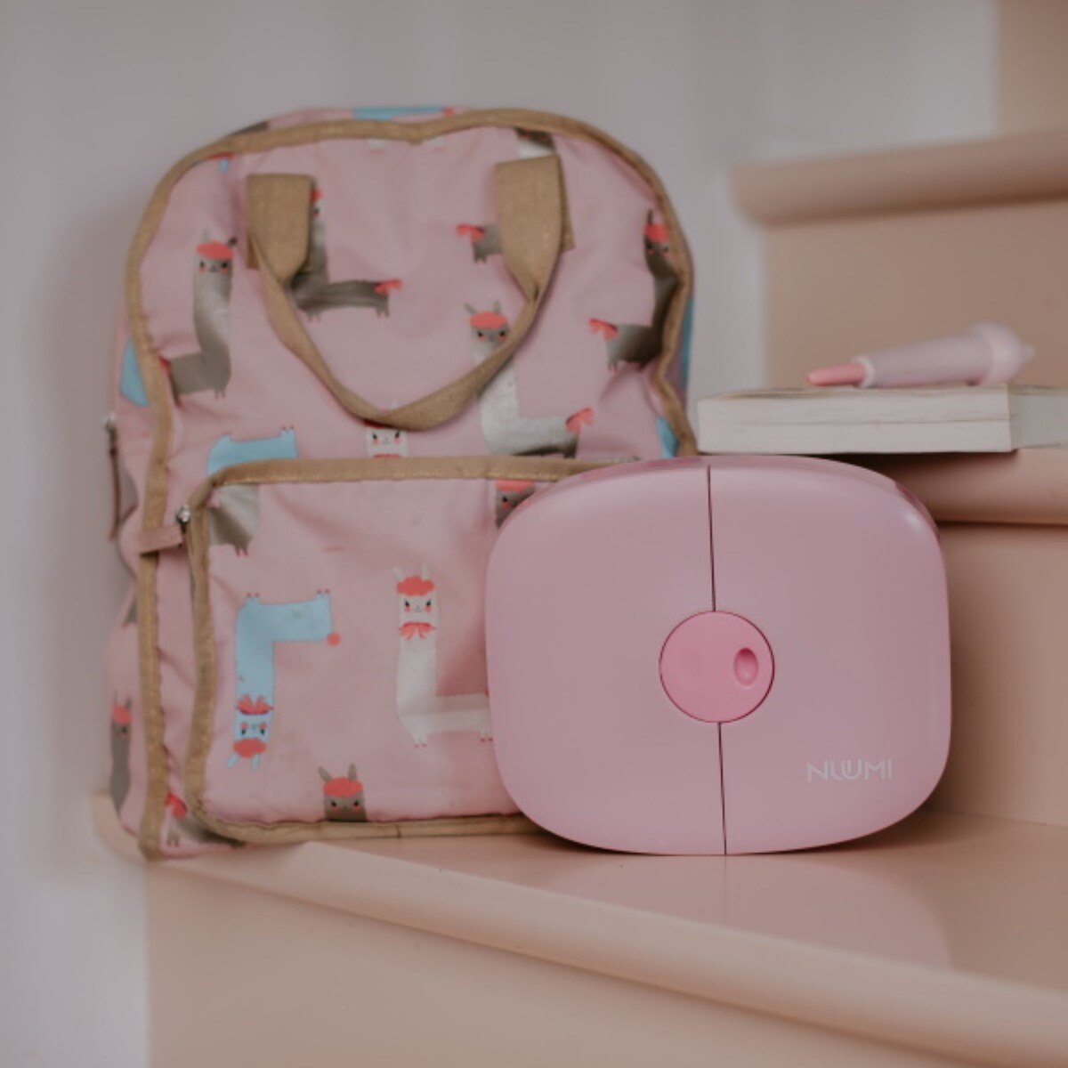 NUUMI szczelny lunch box z naklejkami, Pink