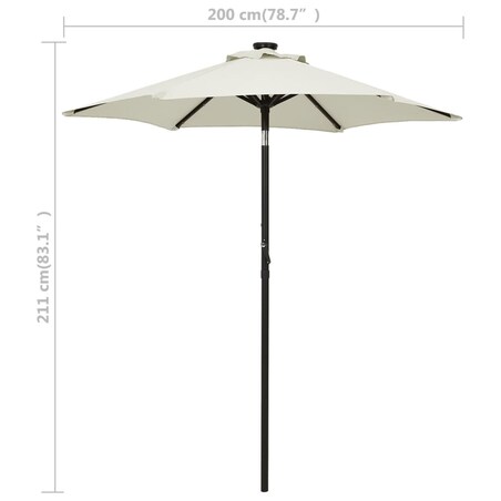 vidaXL Parasol ogrodowy z LED, piaskowy, 200x211 cm, aluminium