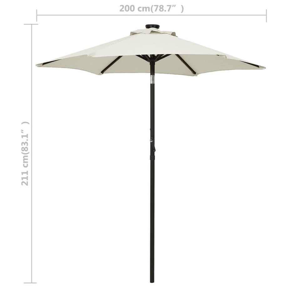 vidaXL Parasol ogrodowy z LED, piaskowy, 200x211 cm, aluminium