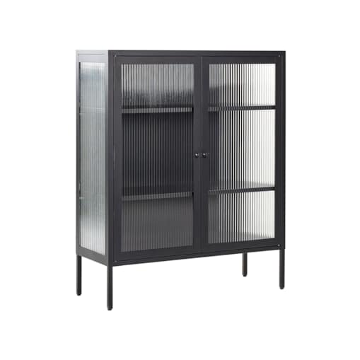 Witryna dwudrzwiowa metalowa czarna LERRYN