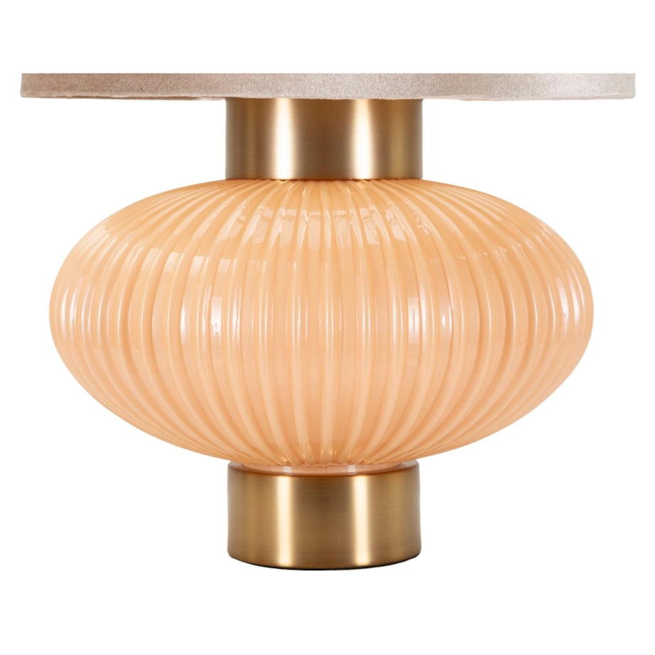 Lampa stołowa Perly, kolor perłowy i złoty, szkło, żelazo i tkanina, 33 x 33 x 49 cm, 1 x E27, styl glamour, do salonu i sypialni, Mauro Ferretti