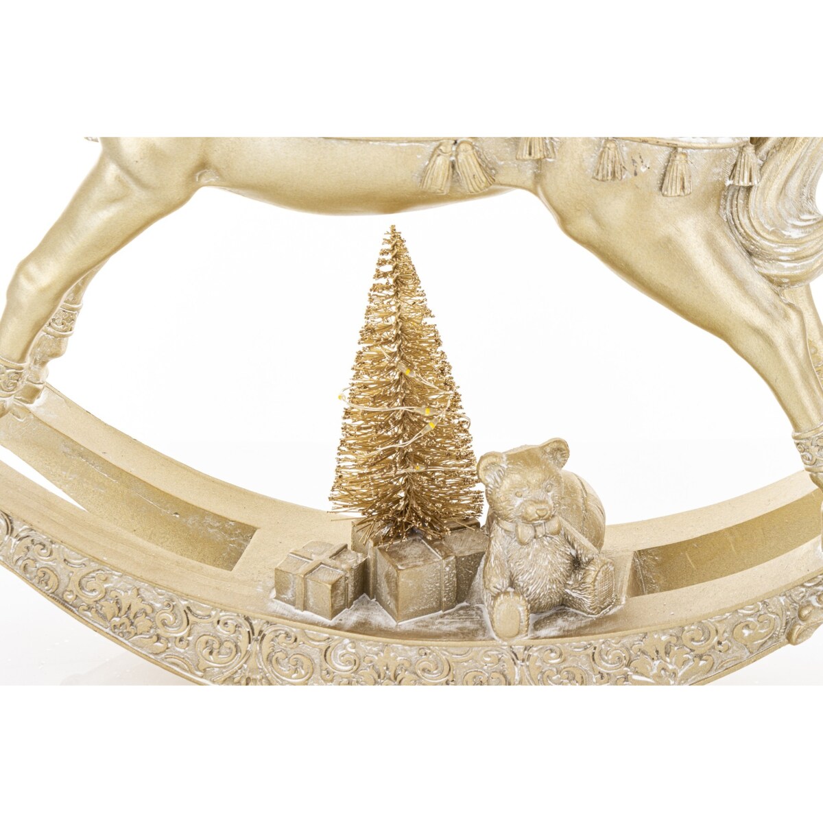 Figurka - złoty konik na biegunach LED 28,5x7,5X29 cm ORO