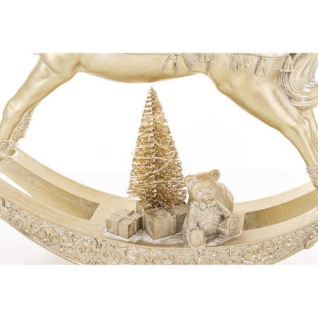 Figurka - złoty konik na biegunach LED 28,5x7,5X29 cm ORO