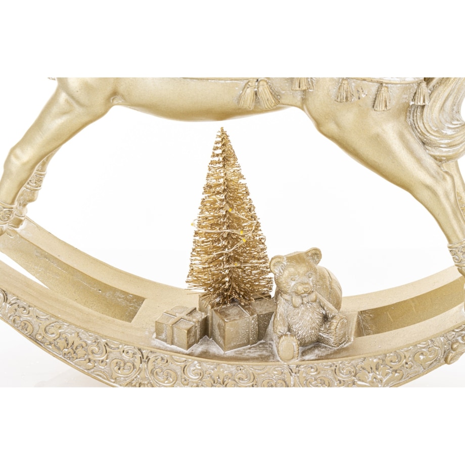 Figurka - złoty konik na biegunach LED 28,5x7,5X29 cm ORO