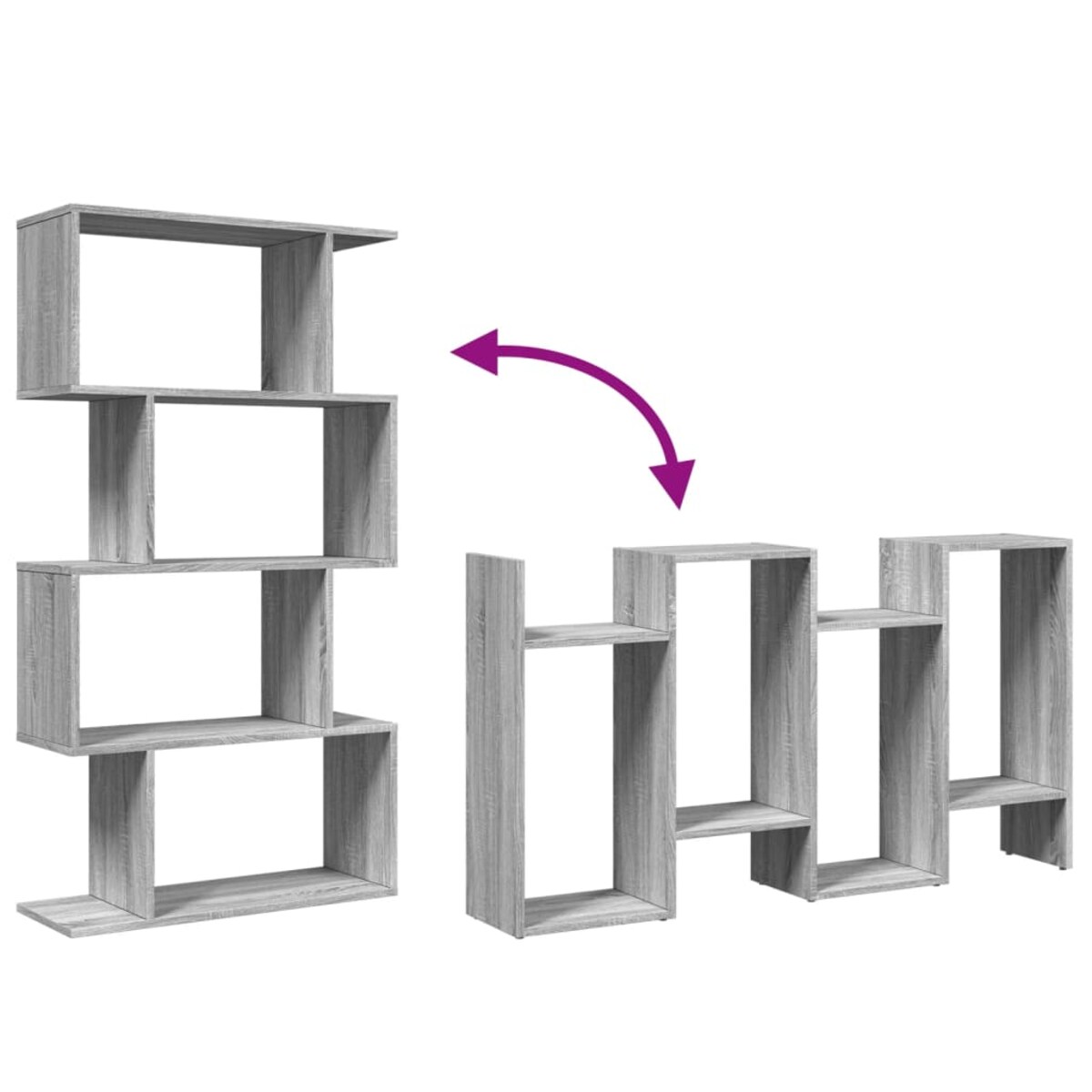vidaXL Regał przegroda, 4 poziomy, szary dąb sonoma, 70x24x129 cm