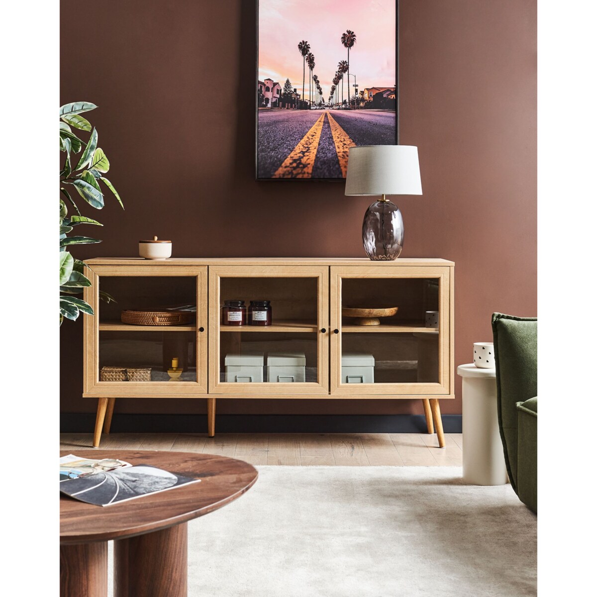 Komoda trzydrzwiowa ALBANY 150 cm 40 cm Jasnobrązowy