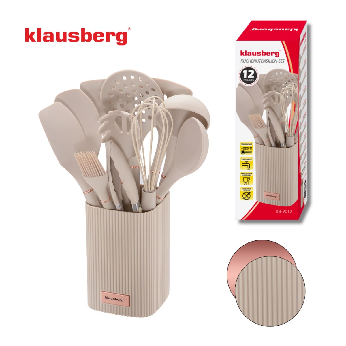 Klausberg zestaw 12 silikonowych przyborów kuchennych w stojaku 65979