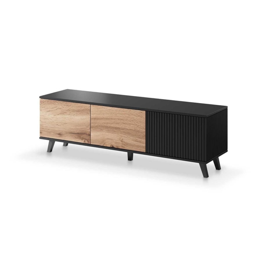SZAFKA RTV Adre 150/40/47 cm dąb wotan|czarna MDF I TWORZYWO