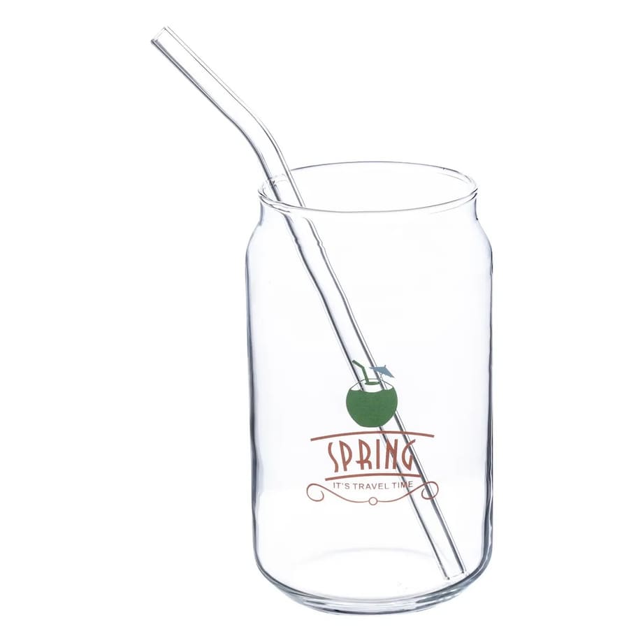 Szklanka szklana do napojów z rurką Summer B kpl. 4 szt.