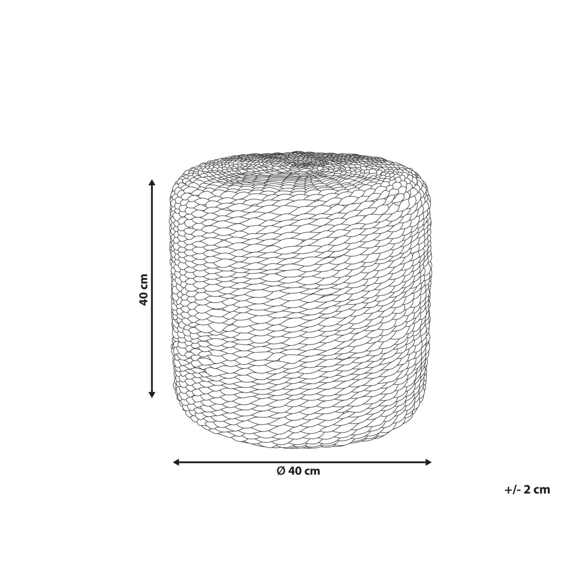 Puf pleciony z hiacyntu wodnego 40 cm jasny BICHIR II