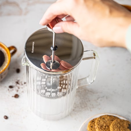 Zaparzacz do kawy herbaty szklany 1000ml French Press srebrny KLAUSBERG