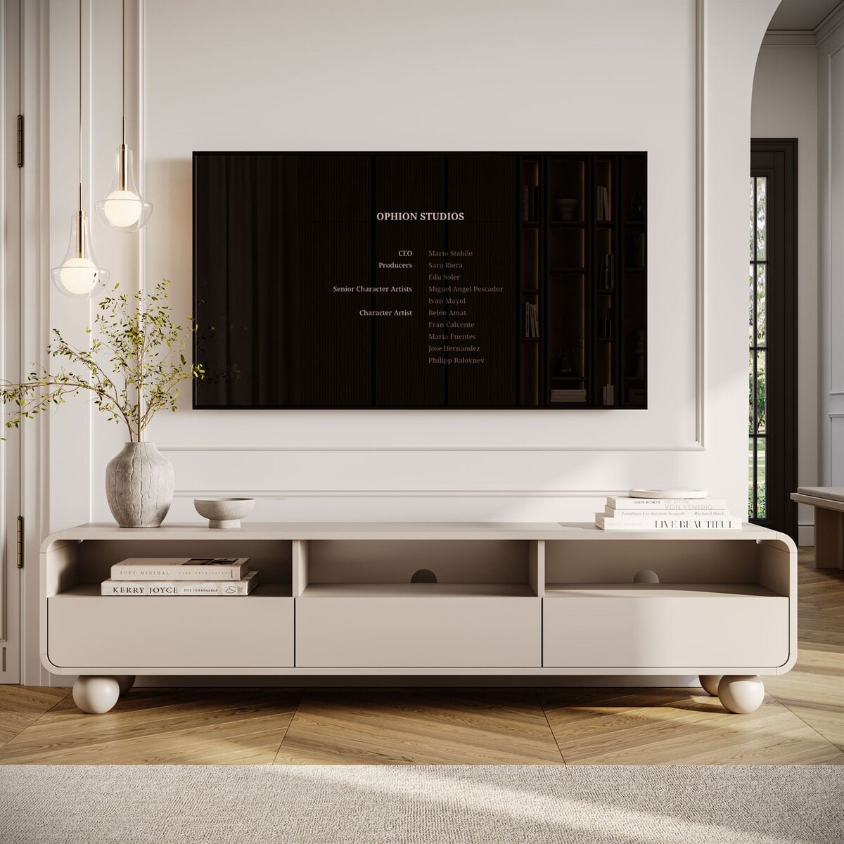 Szafka RTV OLIVIO 180 cm z szufladami kaszmir