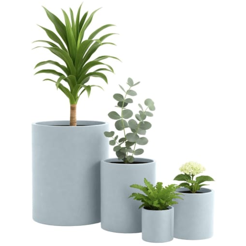 Zestaw doniczek 4 szt. szary z fiberclay do wnętrz i ogrodu