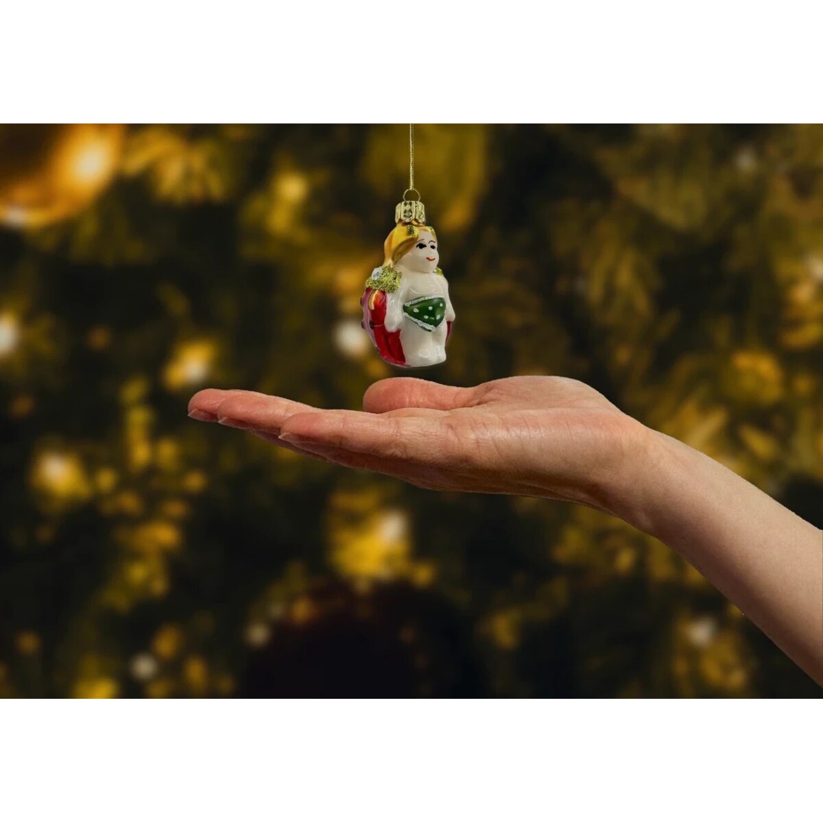 Bombka choinkowa: Biedronka w zielonych majteczkach