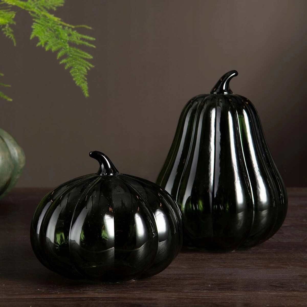 FIGURKA DYNIA SZKLANA ZIELONA NA HALLOWEEN JESIEŃ OZDOBA DEKORACJA BOHO