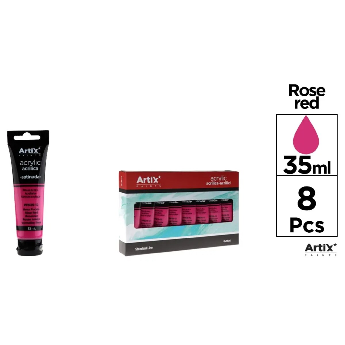 farba akrylowa rose red artix pp639-12, 35ml
