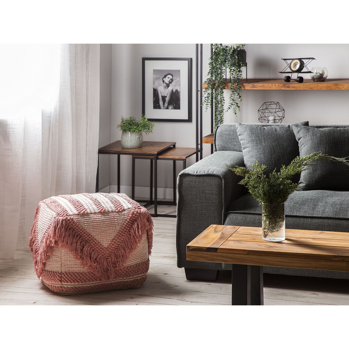 Puf 44 x 40 x 40 cm różowy KOCHI