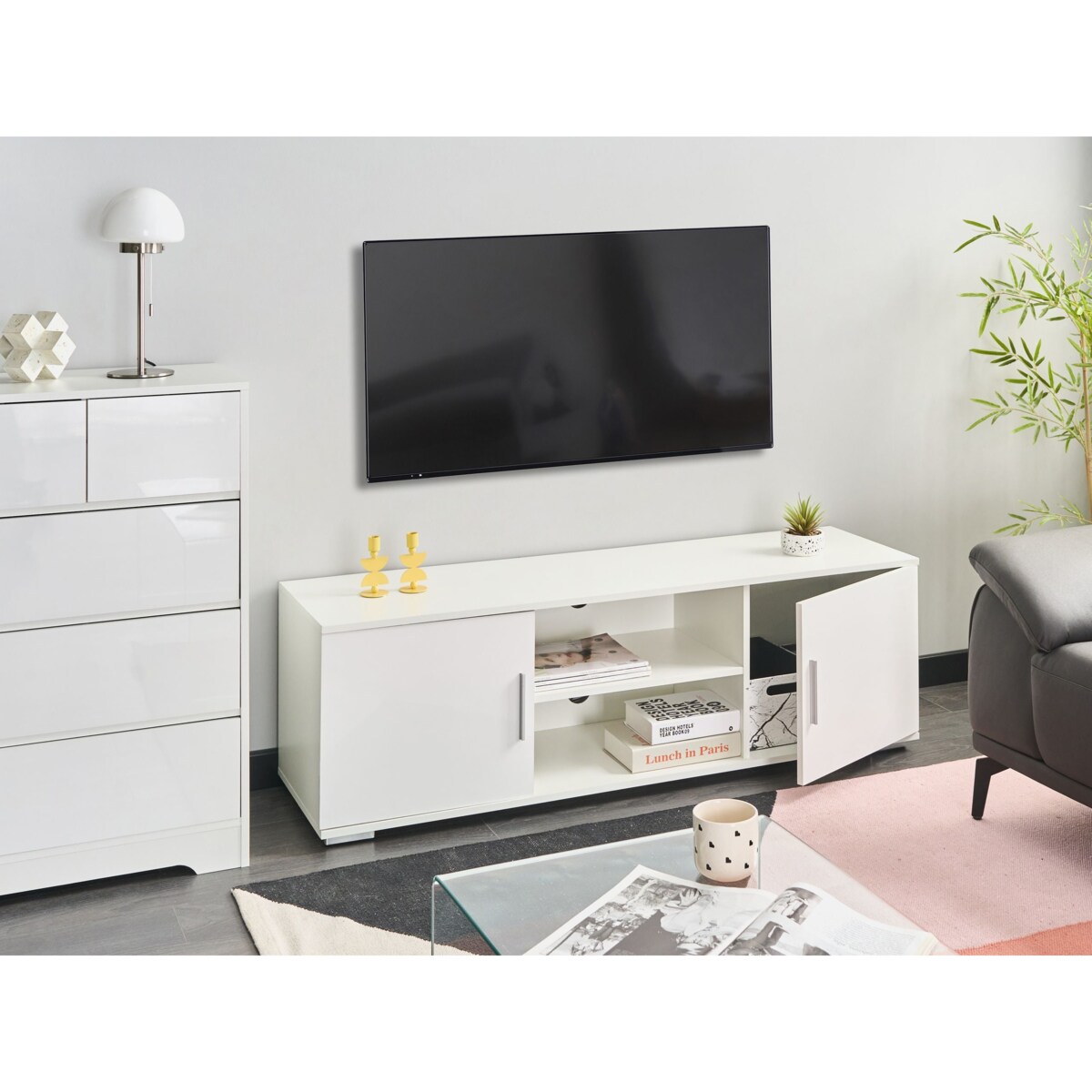 Szafka RTV LED CHILLIWACK Biały