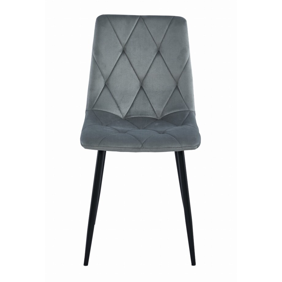 Krzesło Do Jadalni Kuchni Salonu Libra - Aksamit Srebrno-Szary / Nogi Czarne