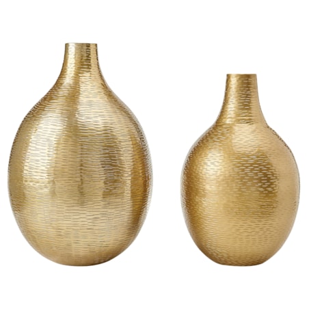 Zestaw 2 wazonów na kwiaty metalowy złoty MOHENJO