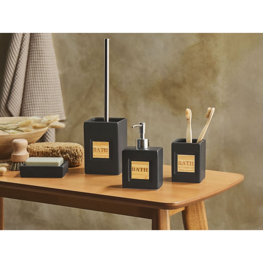 4-częściowy zestaw akcesoriów łazienkowych ceramiczny czarny KOUROU